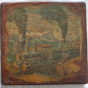 Solid Wood Vintage Railroad Art Plaque